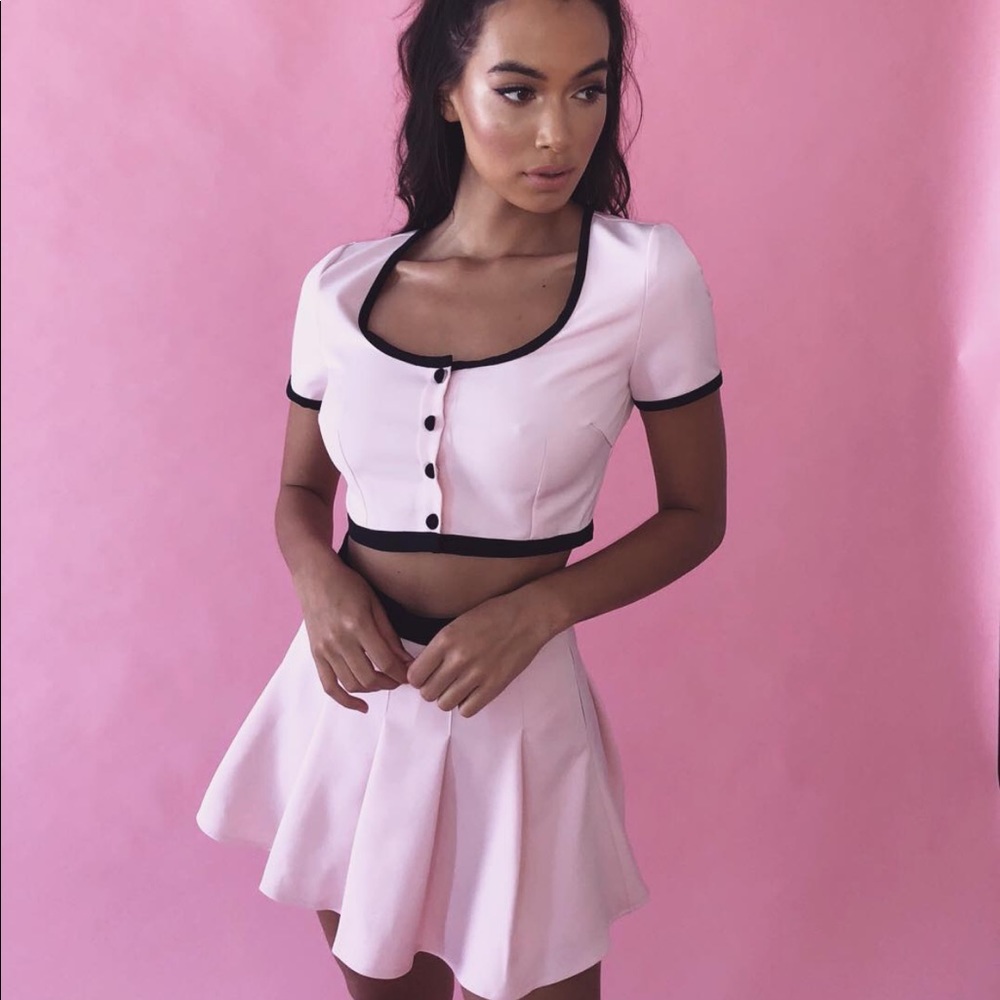Meshki Boutique Cher Crop Top & Pleated Skirt